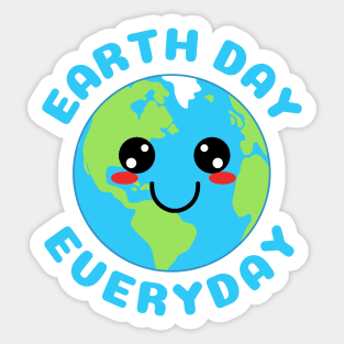 Cute Kawaii Planet Earth day Everyday Blue text Sticker